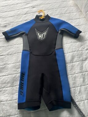 HO Sports Kids Short-Sleeve Swim One-Piece - Blue and Black